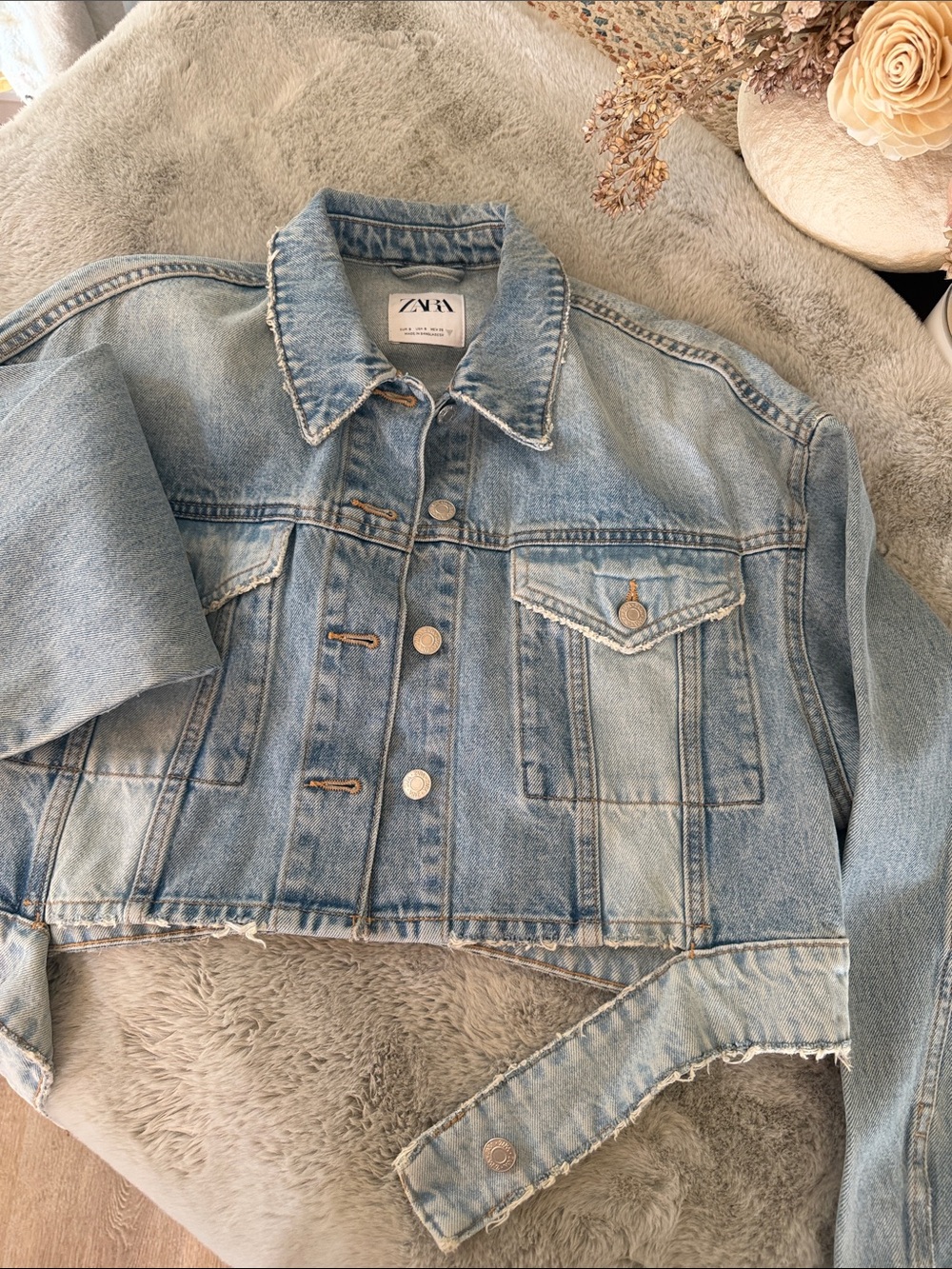 ZARA Light Wash Cropped Denim Jacket